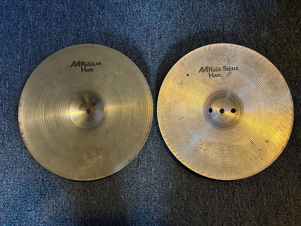 Used Sabian AA Sizzle/Rock 14" Hi Hats T-1380g B-1466g