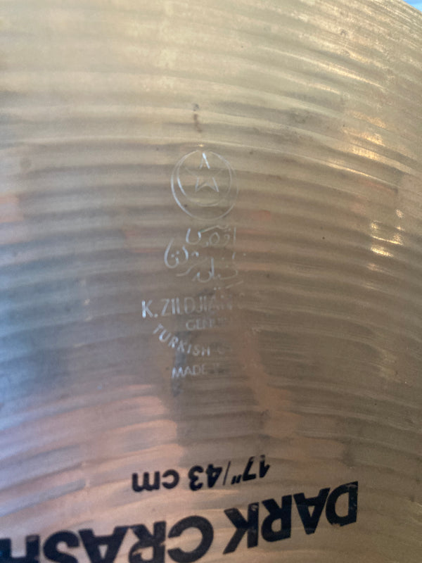 Used Zildjian IAK K Dark 17" Crash 1140g